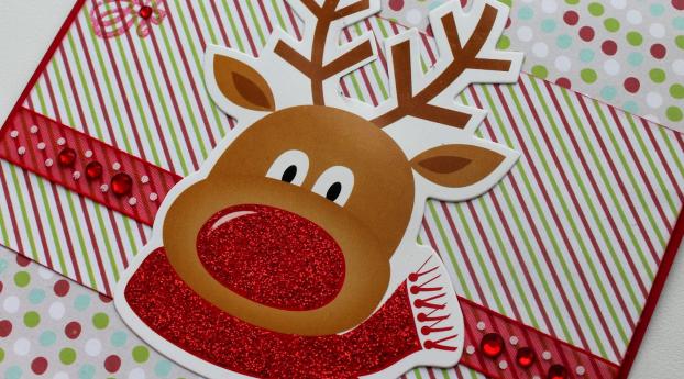 rudolph red-nosed reindeer, rudolph, card Wallpaper 2560x1024 Resolution