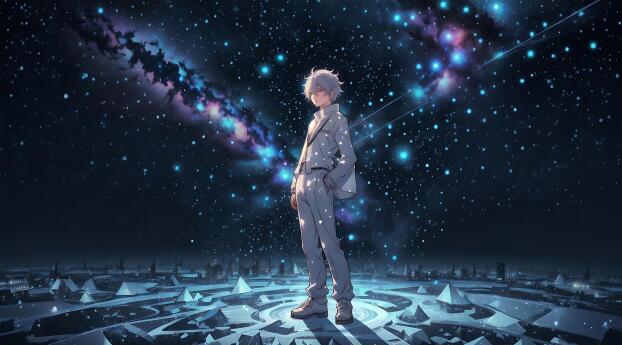 Sad Anime Boy HD Futuristic Space Wallpaper 500x500 Resolution