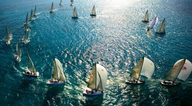 sails, masts, boats Wallpaper 2560x1024 Resolution