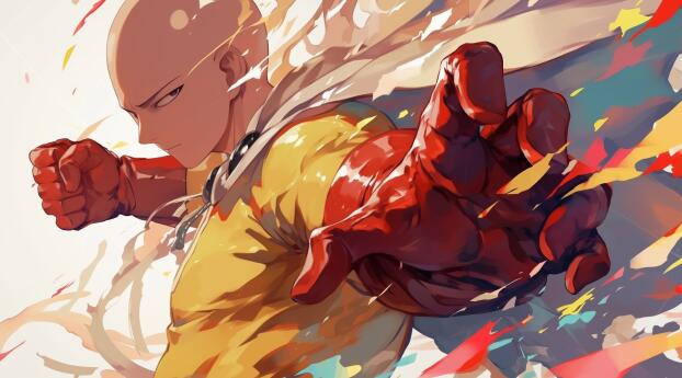Saitama's Power Punch One-Punch Man Wallpaper 1280x1024 Resolution