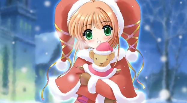 sakura christmas, kinomoto sakura, girl Wallpaper 640x960 Resolution