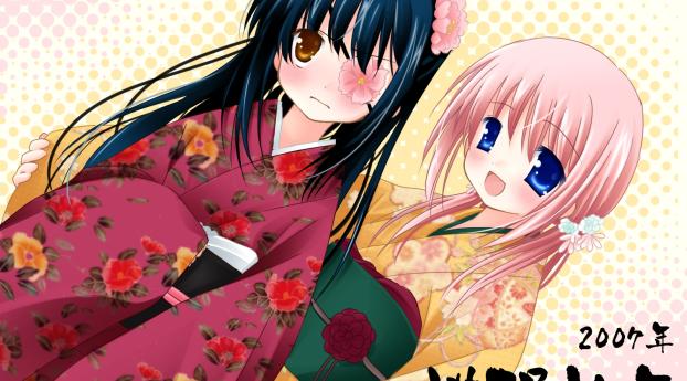 sakura musubi, girls, kimono Wallpaper 800x1280 Resolution