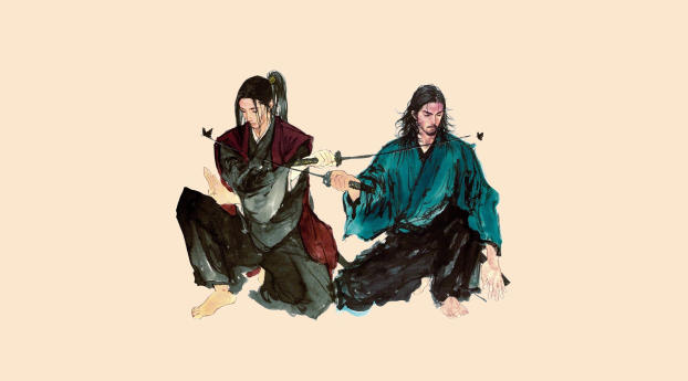 Samurai Miyamoto Musashi Sasaki Kojirou Wallpaper 2560x1440 Resolution