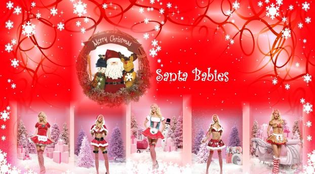 santa claus, girls, christmas Wallpaper 1080x1620 Resolution