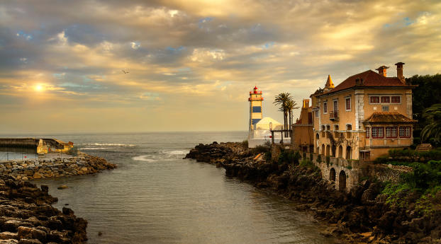 santa marta lighthouse museum, portugal, buildings Wallpaper 480x854 Resolution