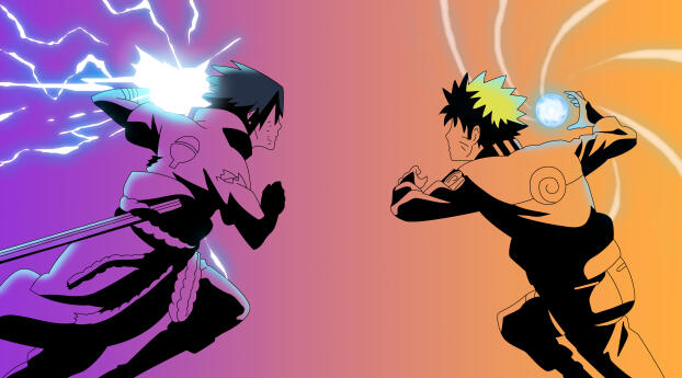 Sasuke and Naruto Fight Art Wallpaper