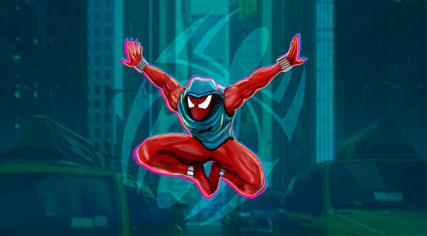 Scarlet Spider Man Digital Art 2022 Wallpaper 1500x768 Resolution