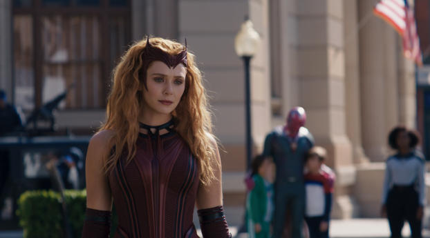 Scarlet Witch Costume in WandaVision Wallpaper 1920x1080 Resolution