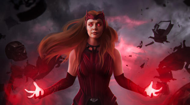 Scarlet Witch Full Power Mode Wallpaper 1336x768 Resolution