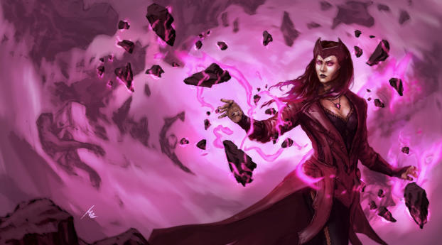 Scarlet Witch Marvel Cool Art Wallpaper 3840x1080 Resolution
