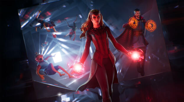Scarlet Witch x Fortnite Dr. Strange Multiverse of Madness Wallpaper 1440x3120 Resolution