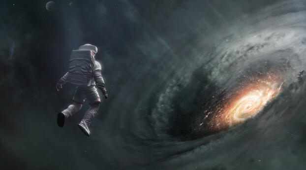 Sci Fi Astronaut HD Black Hole Wallpaper 2174x1120 Resolution