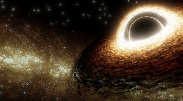Sci Fi Black Hole HD Glowing Space Wallpaper 3200x1440 Resolution
