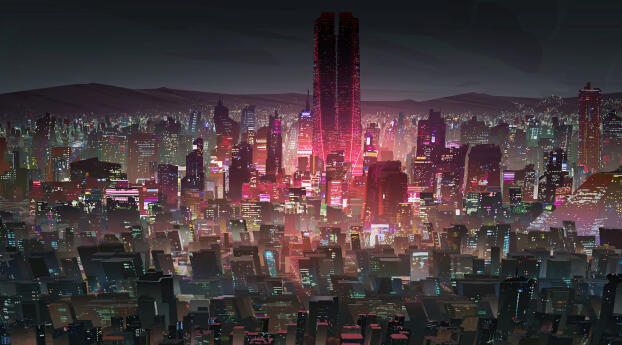 Sci Fi City 4k Futuristic Skyscraper Wallpaper 3840x1080 Resolution