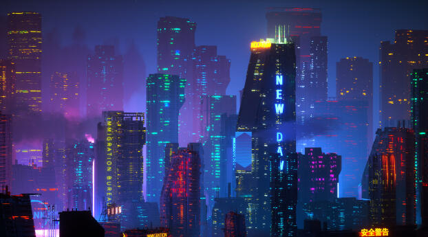 Sci Fi City HD Japan Wallpaper 640x480 Resolution