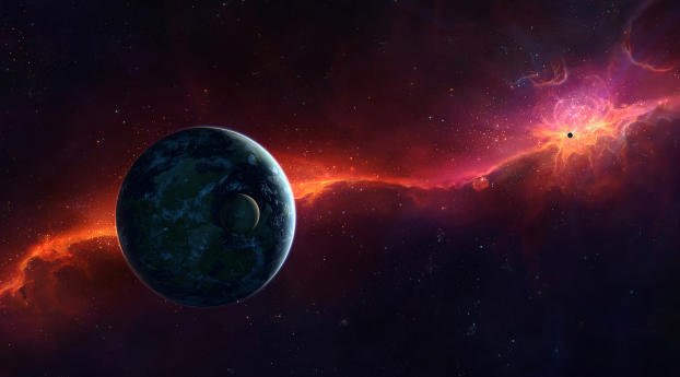 sci fi, space, red Wallpaper 1366x768 Resolution