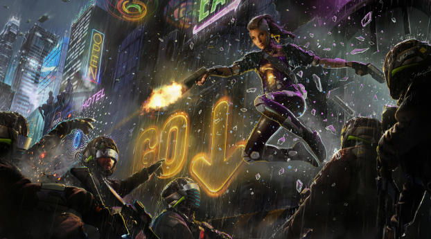 Scifi Cyberpunk Woman Warrior Wallpaper 1600x900 Resolution
