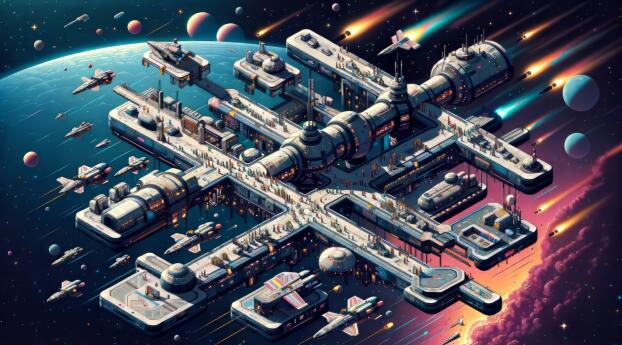 SciFi Futuristic Space Station Wallpaper 1900x1400 Resolution