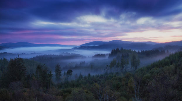 scotland, hills, fog Wallpaper 2560x1024 Resolution