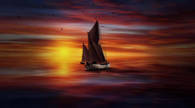 Sea Colorful Boat And Sunlight Wallpaper 1440x900 Resolution