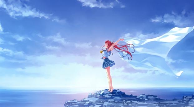 sea, girl, freedom Wallpaper