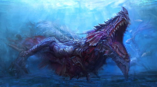 Sea Monster Underwater Creature Wallpaper 1440x3200 Resolution
