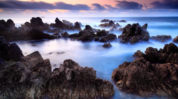 sea​​, rocks, sunset Wallpaper 2560x1700 Resolution