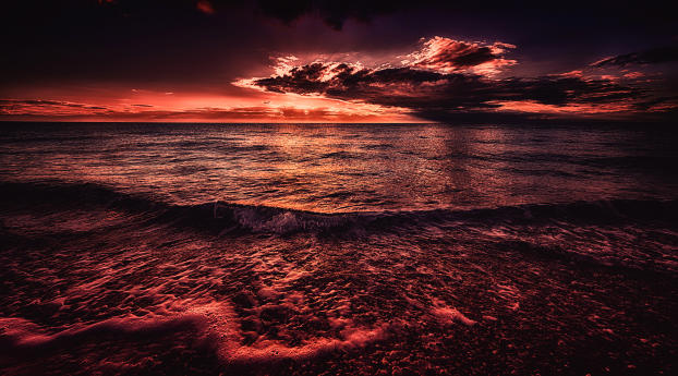 sea, sunset, surf Wallpaper 1440x2560 Resolution