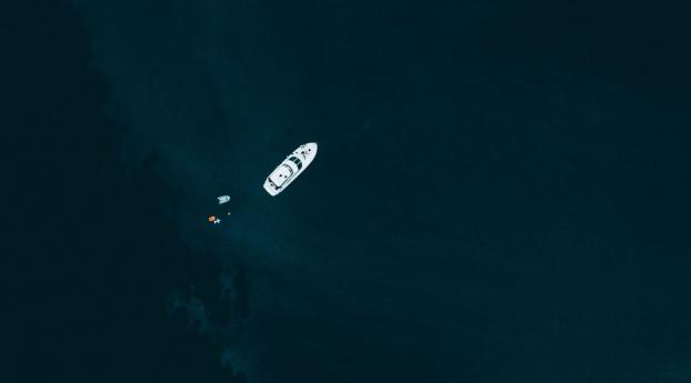 Sea Vehicle Boat Aerial View Wallpaper 1440x2960 Resolution