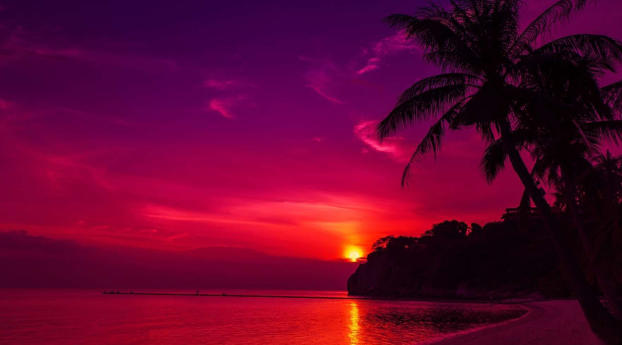 Seashore Colorful Sunset Wallpaper 1080x1920 Resolution