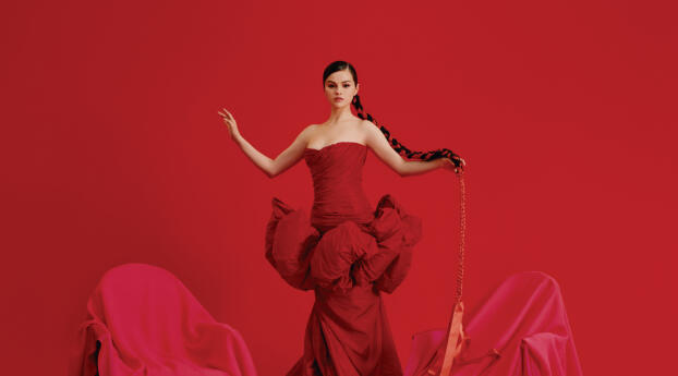 Selena Gomez HD Red Wallpaper