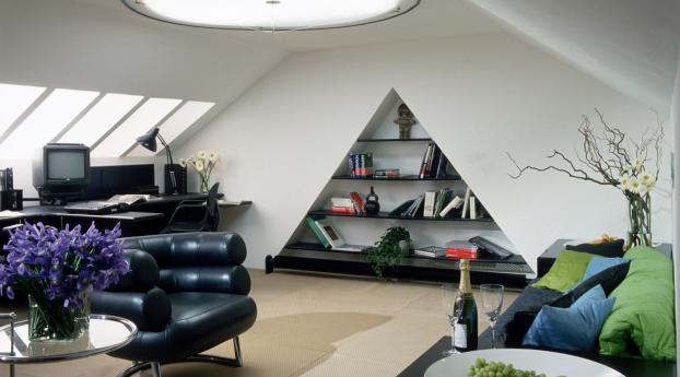 shelves, sofa, furniture Wallpaper 640x960 Resolution