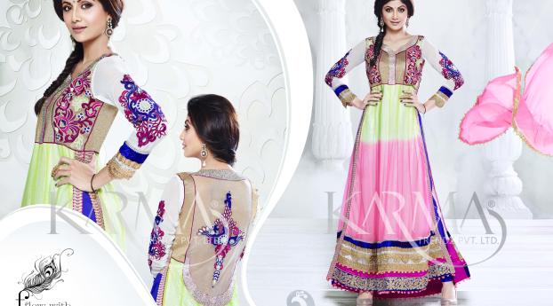 Shilpa Shetty In Dress  Wallpaper 3040x1080 Resolution