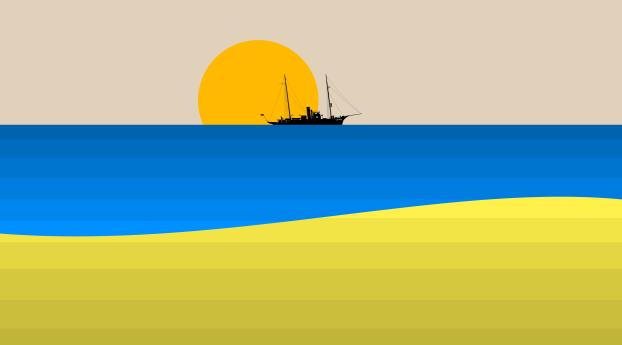 Ship On The Ocean Artistic Wallpaper 1440x3120 Resolution