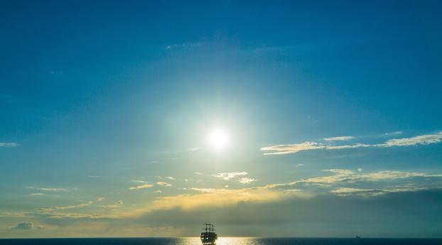 ship, sea, horizon Wallpaper 1440x2560 Resolution