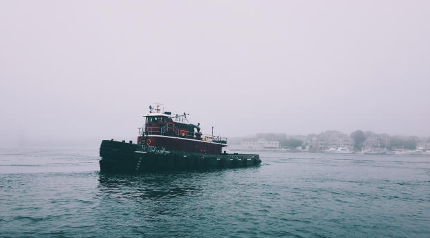 ship, sea, overcast Wallpaper 1080x2160 Resolution