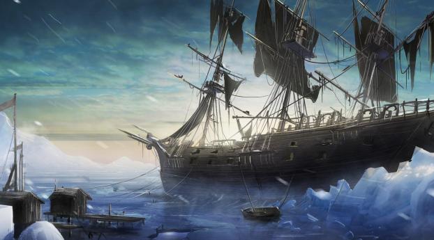 ship, sea, pier Wallpaper 1080x2240 Resolution