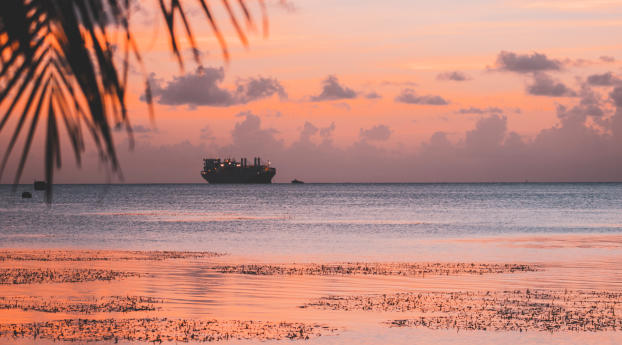 ship, sea, sunset Wallpaper 1440x2560 Resolution