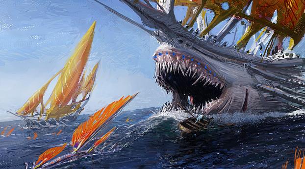 ship, shark, jaws Wallpaper 1440x900 Resolution