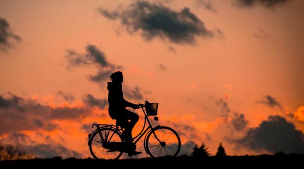 silhouette, fitness, cyclist Wallpaper 1400x900 Resolution