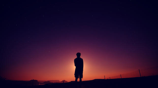 silhouette, man, night Wallpaper 1080x2160 Resolution