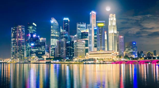 singapore, night, lights Wallpaper