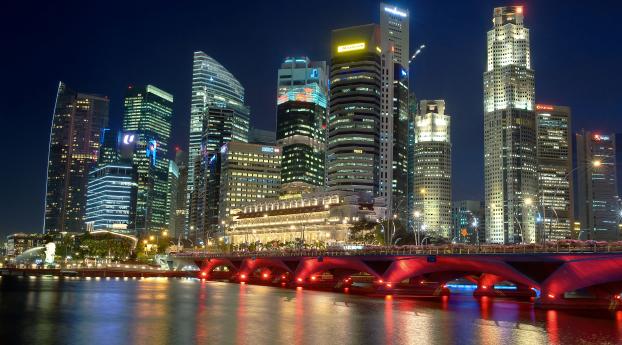 singapore, river, night Wallpaper 1280x720 Resolution