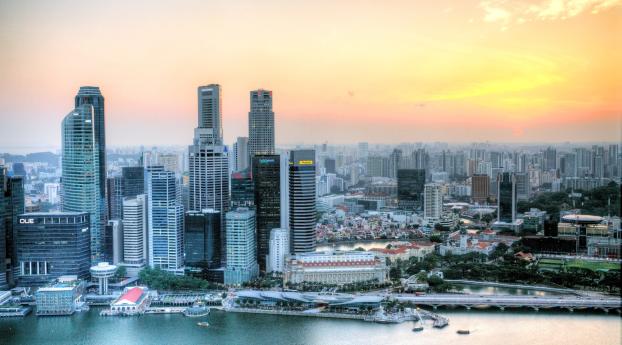 singapore, sunset, skyscrapers Wallpaper 2560x1600 Resolution