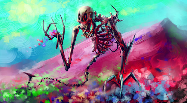 skeleton, art, bright Wallpaper 3840x216 Resolution
