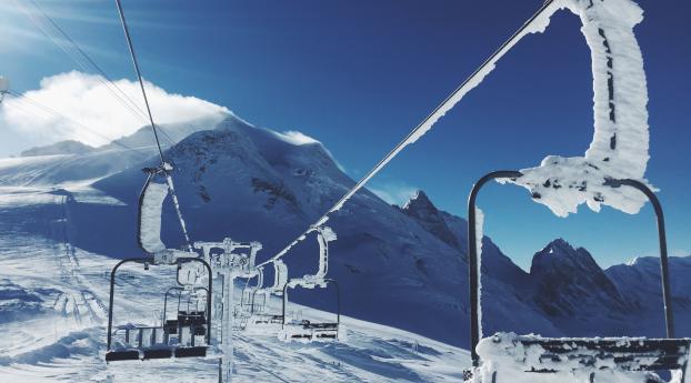 ski lift, mountains, snow Wallpaper 2048x1152 Resolution