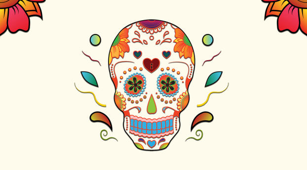 Skull Colorful Flowers Wallpaper 950x1534 Resolution