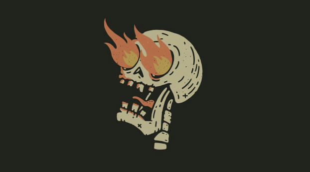 Skull Fire Minimal Wallpaper 1125x2436 Resolution