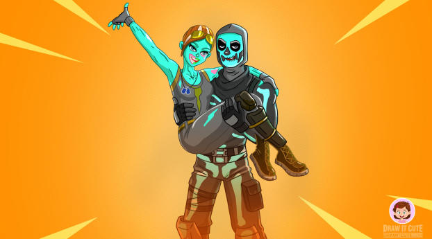 Skull Trooper and Ghoul Trooper Cartoon Fortnite Wallpaper 640x480 Resolution