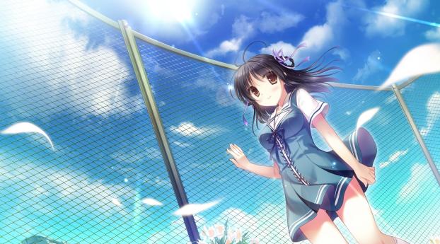sky, anime, girl Wallpaper 320x480 Resolution